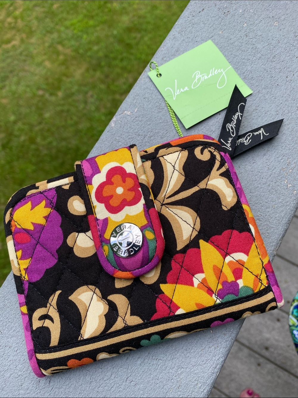 NWT Vera Bradley Snappy Wallet Suzani Quilted Floral MUSTY SMELL